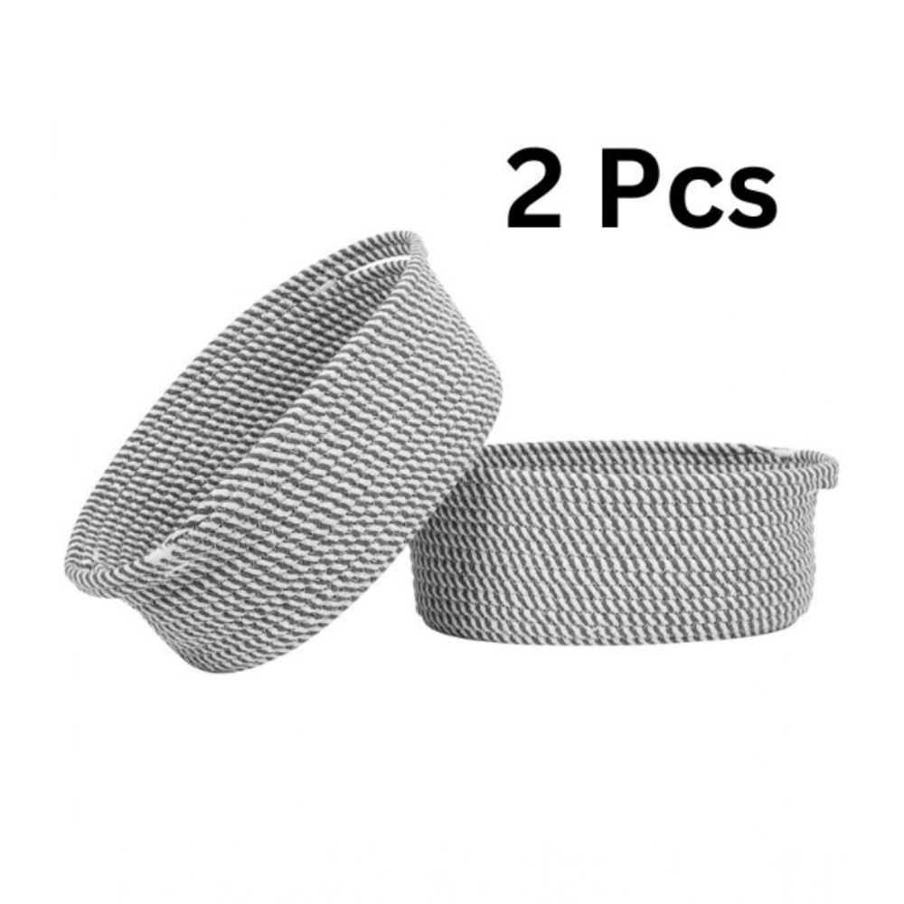Generic Cotton 10x7x4 Inch 2 Pcs Oval Storage Basket For Clothes (Grey) Generic Cotton 10x7x4 Inch 2 Pcs Oval Storage Basket For Clothes (Grey)