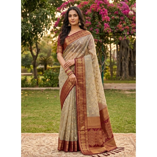 Generic Women's Cotton Printed Saree With Unstitched Blouse 5.5Mtr (Multicolor)