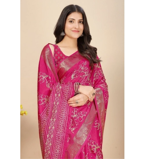 Generic Women's Cotton Silk Floral Printed Saree With Unstitched Blouse 5.5Mtr (Pink) Generic Women's Cotton Silk Floral Printed Saree With Unstitched Blouse 5.5Mtr (Pink)
