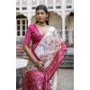 Generic Women's Faux_Tussar Floral Jal With Patola Print Saree With Unstitched Blouse 5.5Mtr (Pink)