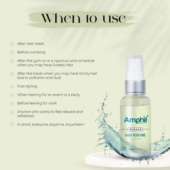 Generic Amphil beauty Mirage Unisex Hair perfume 60 ml | Alcohol Free | Water Based | Paraben Free Generic Amphil beauty Mirage Unisex Hair perfume 60 ml | Alcohol Free | Water Based | Paraben Free