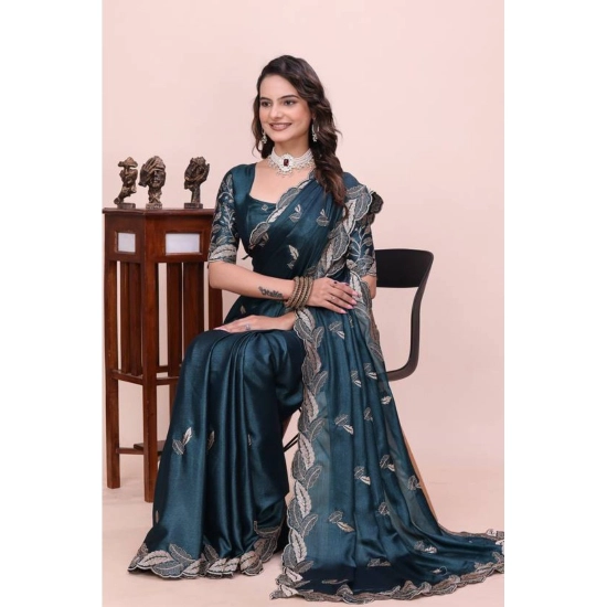 Generic Women's Georgette Embroidered Saree With Unstitched Blouse 5.5Mtr (Teal) Generic Women's Georgette Embroidered Saree With Unstitched Blouse 5.5Mtr (Teal)