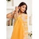 Generic Women's Linen Cotton Printed Ready To Wear Saree With Unstitched Blouse 5.5 Mtr (Yellow)