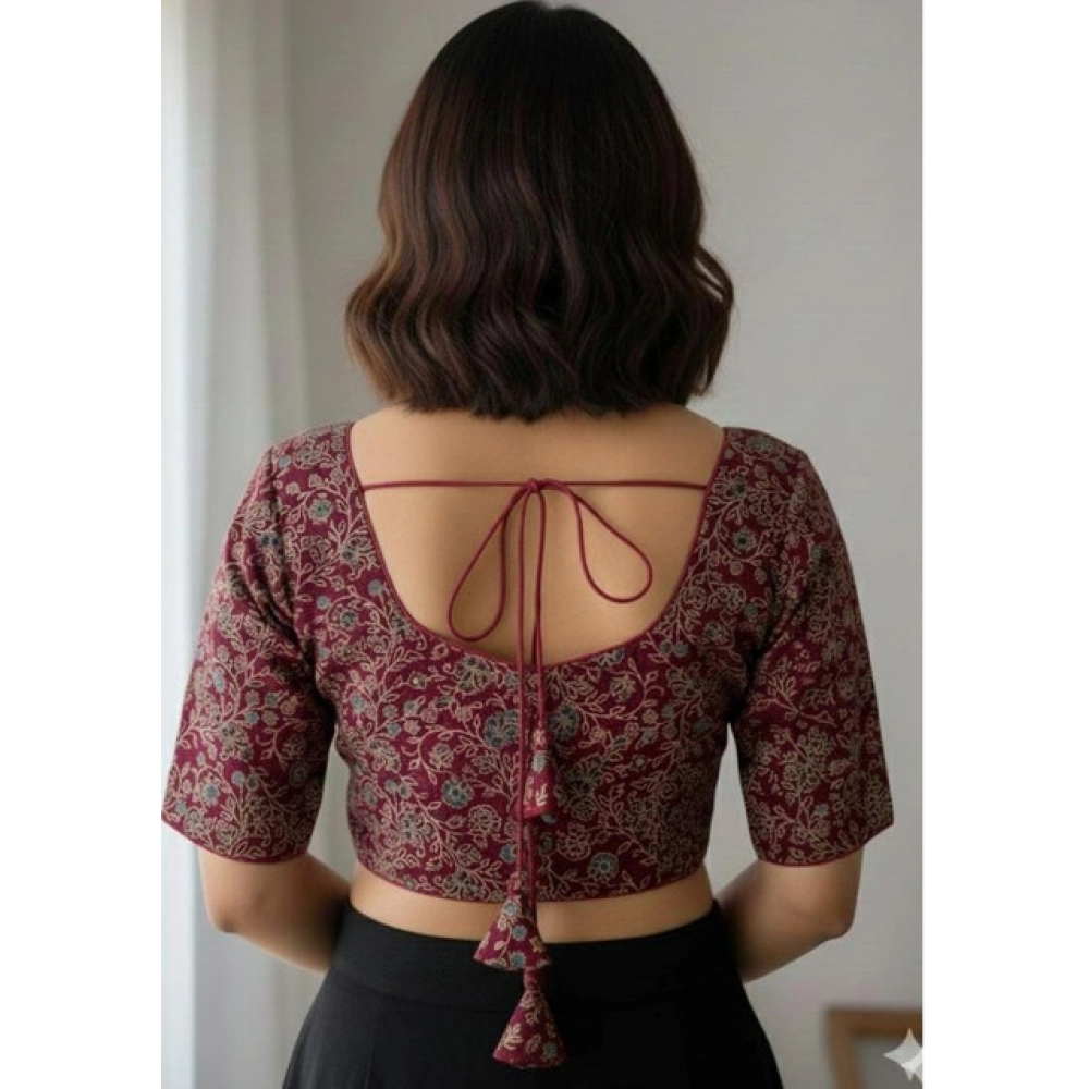 Generic Women's Ajrakh Cotton Round Neck Padded Blouse (Purple, 38 Ready Size (Self-Alterable 36–40) Generic Women's Ajrakh Cotton Round Neck Padded Blouse (Purple, 38 Ready Size (Self-Alterable 36–40)