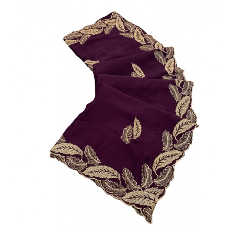 Generic Women's Chiffon Embroidered Saree With Unstitched Blouse 5.5Mtr (Magenta)