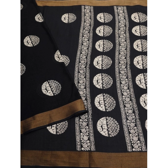Generic Women's Cotton Silk Printed Saree With Unstitched Blouse 5.5Mtr (Black) Generic Women's Cotton Silk Printed Saree With Unstitched Blouse 5.5Mtr (Black)