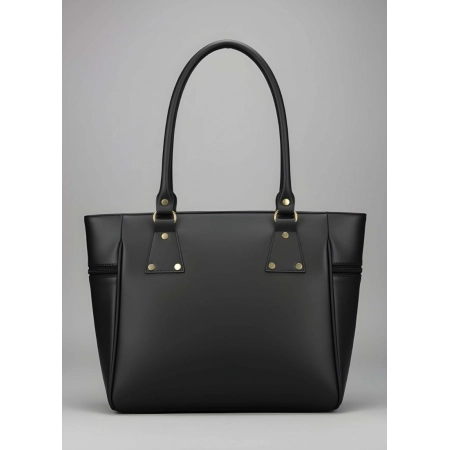 Women's PU Leather Solid Shoulder Zipper Handbag (Black)