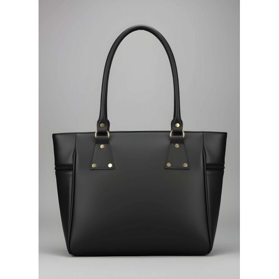 Women's PU Leather Solid Shoulder Zipper Handbag (Black)