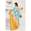 Generic Women's Faux Linen Abstract Print Ready to wear Saree With Unstitched Blouse 5.5Mtr (Multicolor)