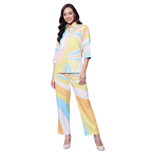 Generic Women's Polyester Colour Blocking 3-4th Sleeve Co-Ord Set (Multicolor) Generic Women's Polyester Colour Blocking 3-4th Sleeve Co-Ord Set (Multicolor)