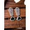 Generic Women's Brass Silver Plated Drop Earrings (Green) Generic Women's Brass Silver Plated Drop Earrings (Green)