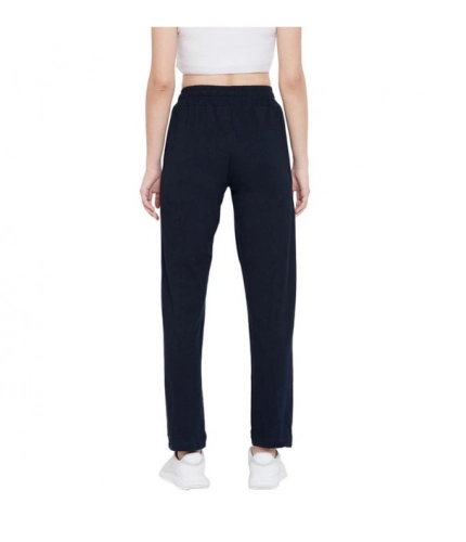 Generic Women's Cotton Solid Elasticated Track Pants (Navy)