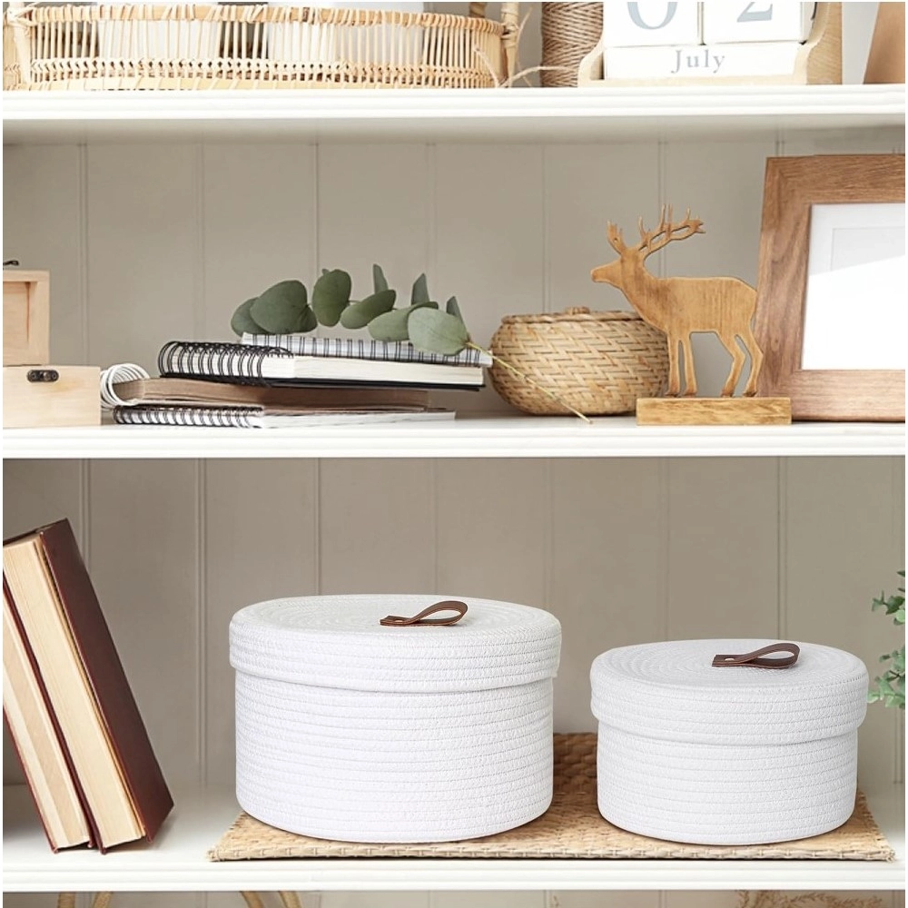 Generic Cotton 3 Pcs Set Roti Box Storage Basket With Lid (White)