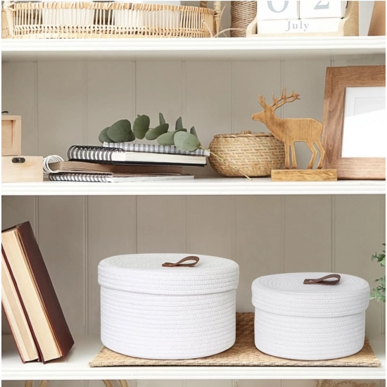 Generic Cotton 3 Pcs Set Roti Box Storage Basket With Lid (White) Generic Cotton 3 Pcs Set Roti Box Storage Basket With Lid (White)