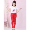 Generic Girl's Cotton Lycra Embellished Elasticated Leggings (Red) Generic Girl's Cotton Lycra Embellished Elasticated Leggings (Red)
