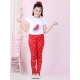 Generic Girl's Cotton Lycra Embellished Elasticated Leggings (Red) Generic Girl's Cotton Lycra Embellished Elasticated Leggings (Red)