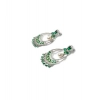 Generic Women's Brass Silver Plated Chandbali Earrings (Green)