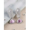 Generic Women's Brass Silver Plated Drop Earrings (Pink)