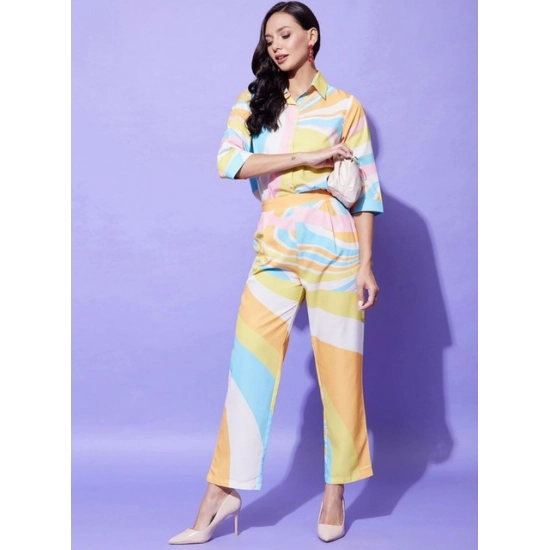 Generic Women's Polyester Colour Blocking 3-4th Sleeve Co-Ord Set (Multicolor) Generic Women's Polyester Colour Blocking 3-4th Sleeve Co-Ord Set (Multicolor)