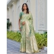 Generic Women's Jacquard Printed Saree With Unstitched Blouse 5.5Mtr (Pista Green)