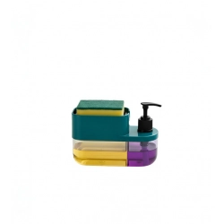Generic Plastic 3-in-1 Liquid Soap Dispenser with Sponge Soap Holder (Multicolor)