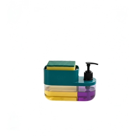 Generic Plastic 3-in-1 Liquid Soap Dispenser with Sponge Soap Holder (Multicolor)
