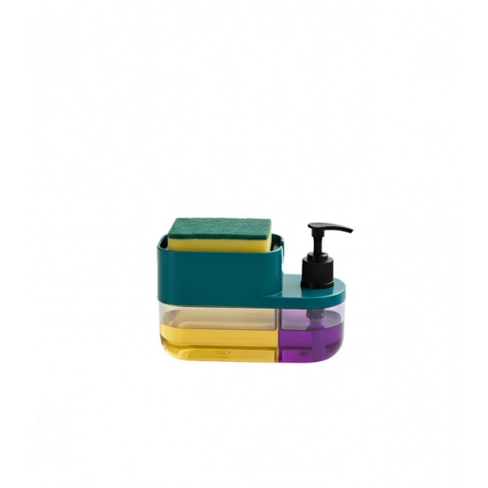 Generic Plastic 3-in-1 Liquid Soap Dispenser with Sponge Soap Holder (Multicolor)