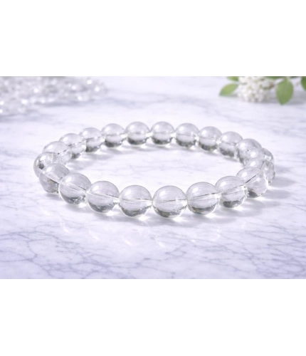 Generic Natural Crystal 8mm Clear Quartz Bracelet (White)