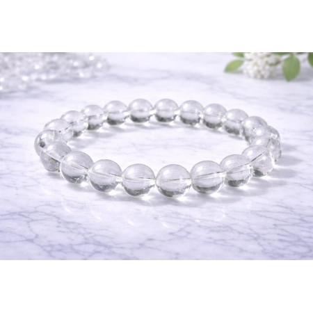 Generic Natural Crystal 8mm Clear Quartz Bracelet (White)