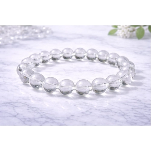 Generic Natural Crystal 8mm Clear Quartz Bracelet (White)
