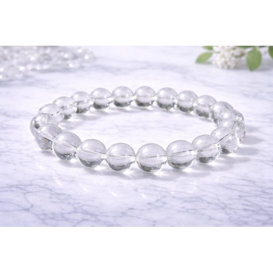 Generic Natural Crystal 8mm Clear Quartz Bracelet (White)