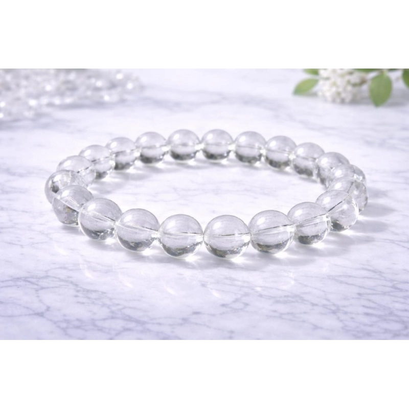 Generic Natural Crystal 8mm Clear Quartz Bracelet (White)