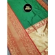 Generic Women's Soft Litchi Silk Jacquard Work Saree With Unstitched Blouse 5.5Mtr (Green)