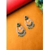 Generic Women's Brass Silver Plated Chandbali Earrings (Green)