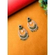 Generic Women's Brass Silver Plated Chandbali Earrings (Green) Generic Women's Brass Silver Plated Chandbali Earrings (Green)