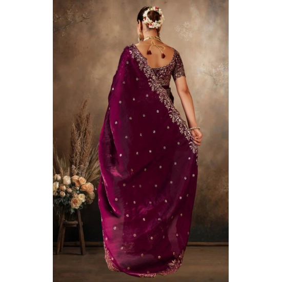 Generic Women's Silk Embroidered Saree With Unstitched Blouse 5.5Mtr (Wine) Generic Women's Silk Embroidered Saree With Unstitched Blouse 5.5Mtr (Wine)