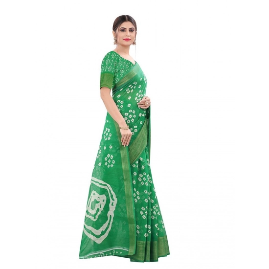 Generic Women's Cotton Silk Bandhni Saree With Unstitched Blouse 5.5Mtr (Light Green) Generic Women's Cotton Silk Bandhni Saree With Unstitched Blouse 5.5Mtr (Light Green)