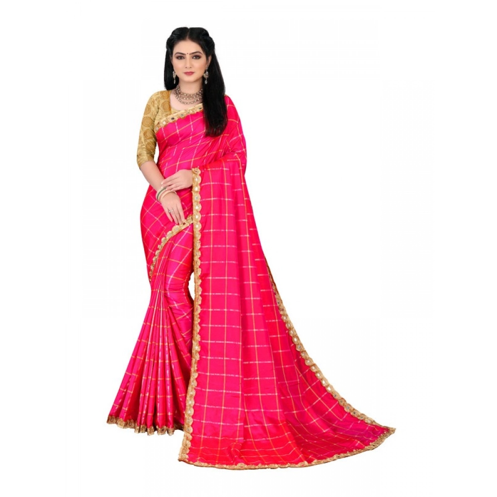 Generic Women's Sana Silk Bandhni Saree With Unstitched Blouse 5.5Mtr (Pink) Generic Women's Sana Silk Bandhni Saree With Unstitched Blouse 5.5Mtr (Pink)