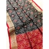 Generic Women's Raw Silk Ikkat Saree With Unstitched Blouse 5.5Mtr (Black)