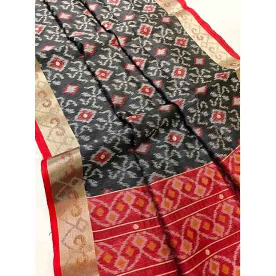 Generic Women's Raw Silk Ikkat Saree With Unstitched Blouse 5.5Mtr (Black) Generic Women's Raw Silk Ikkat Saree With Unstitched Blouse 5.5Mtr (Black)