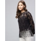 Generic Women's Lace Self Design Short Sleeve Top (Black) Generic Women's Lace Self Design Short Sleeve Top (Black)