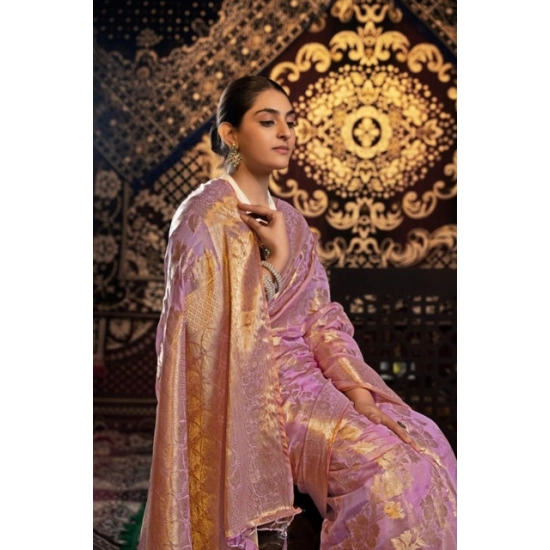 Generic Women's Organza Woven Saree With Unstitched Blouse 5.5Mtr (Pink) Generic Women's Organza Woven Saree With Unstitched Blouse 5.5Mtr (Pink)