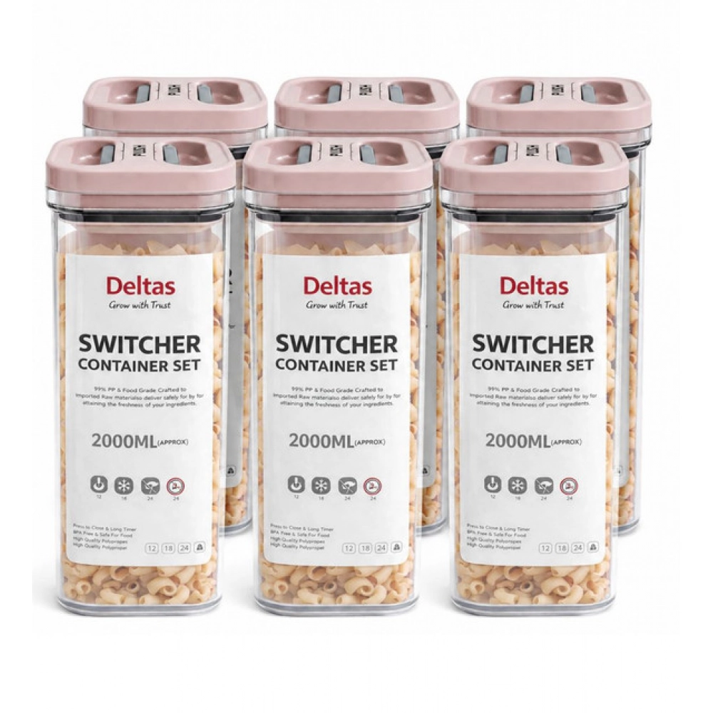 Generic Pack of 6 Switchers Airtight Storage Container Set 2000 ML (Pink)