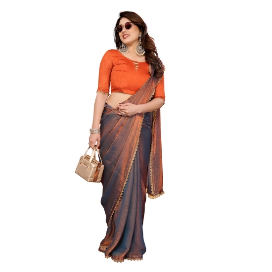Generic Women's Georgette Printed Saree With Unstitched Blouse 5.5Mtr (Orange)