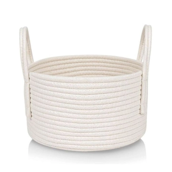 Generic Cotton Pack Of_1 Basket 7x5 Inch Storage Basket For Clothes (White) Generic Cotton Pack Of_1 Basket 7x5 Inch Storage Basket For Clothes (White)