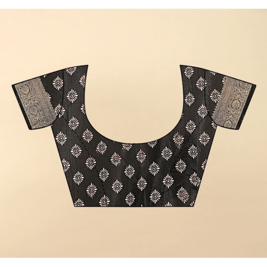 Generic Women's Cotton Silk Floral Printed Saree With Unstitched Blouse 5.5Mtr (Black) Generic Women's Cotton Silk Floral Printed Saree With Unstitched Blouse 5.5Mtr (Black)