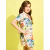 Generic Girl's Polyester Cotton Blend Pattern-Floral Short Sleeves Skorts Set (Multicolor) Generic Girl's Polyester Cotton Blend Pattern-Floral Short Sleeves Skorts Set (Multicolor)