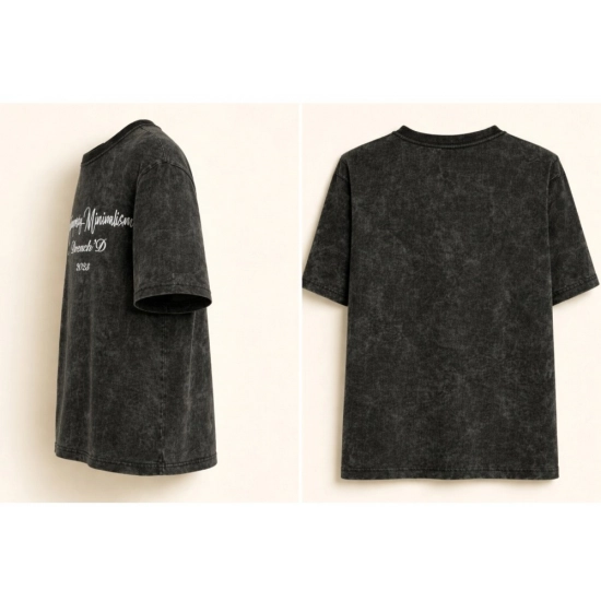 Generic Men's Cotton Acid wash T-shirt (Grey)