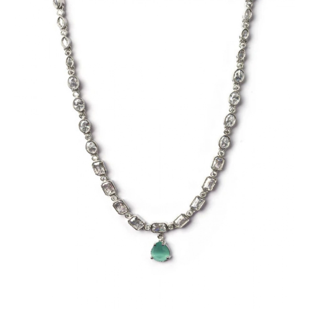 Generic Women's Brass Silver Plated Necklace set (Turquoise) Generic Women's Brass Silver Plated Necklace set (Turquoise)
