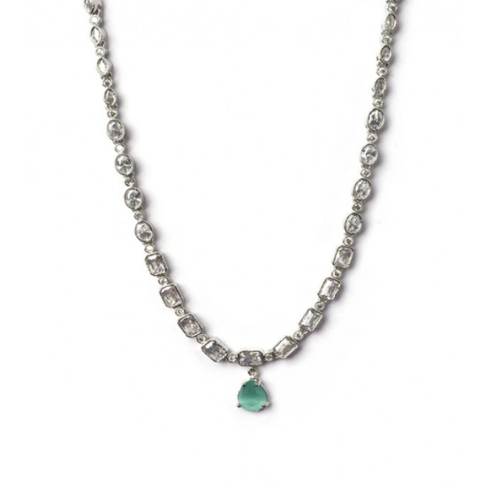 Generic Women's Brass Silver Plated Necklace set (Turquoise) Generic Women's Brass Silver Plated Necklace set (Turquoise)